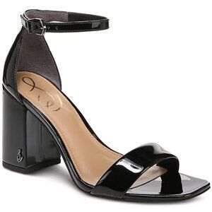 Sam Edelman Daniella Ankle Strap Block Heel Sandal - Black Patent Leather 5.5M
